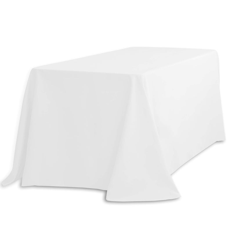 LTC LINENS LinenTablecloth 90 x 132-Inch Rectangular Polyester Tablecloth with Rounded Corners, White - Image 1